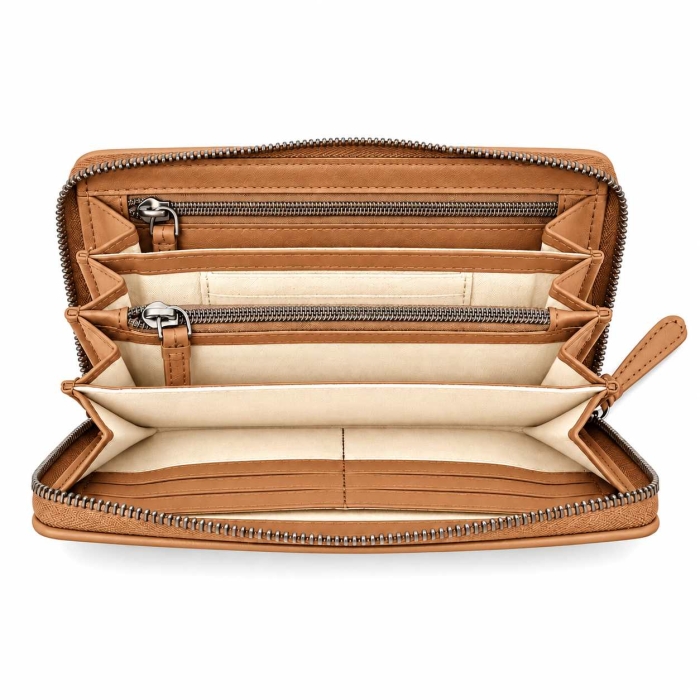 Preview: ZIP WALLET TAN mit Reißverschluss und Baumwollfutter – klassisches Design